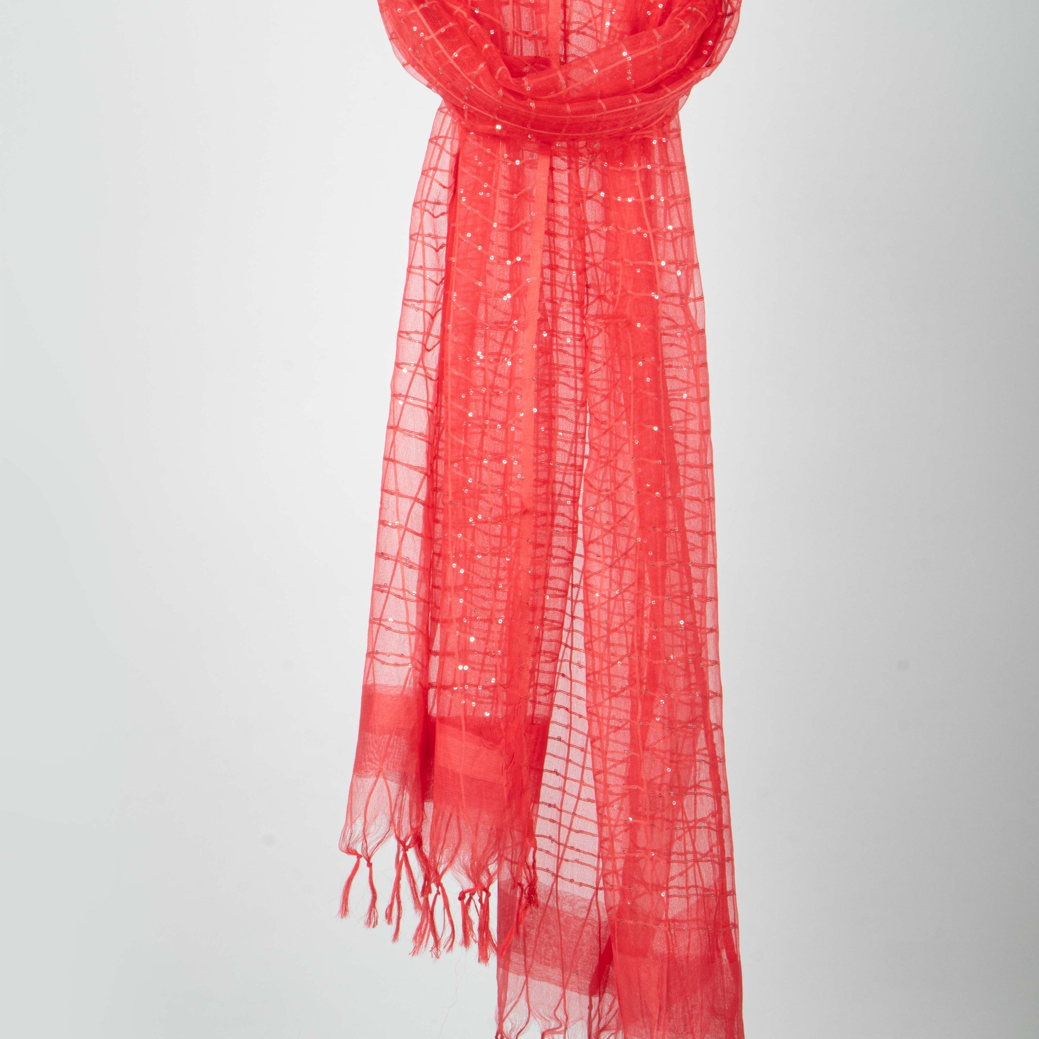 Peach Colour Embroidered Stole