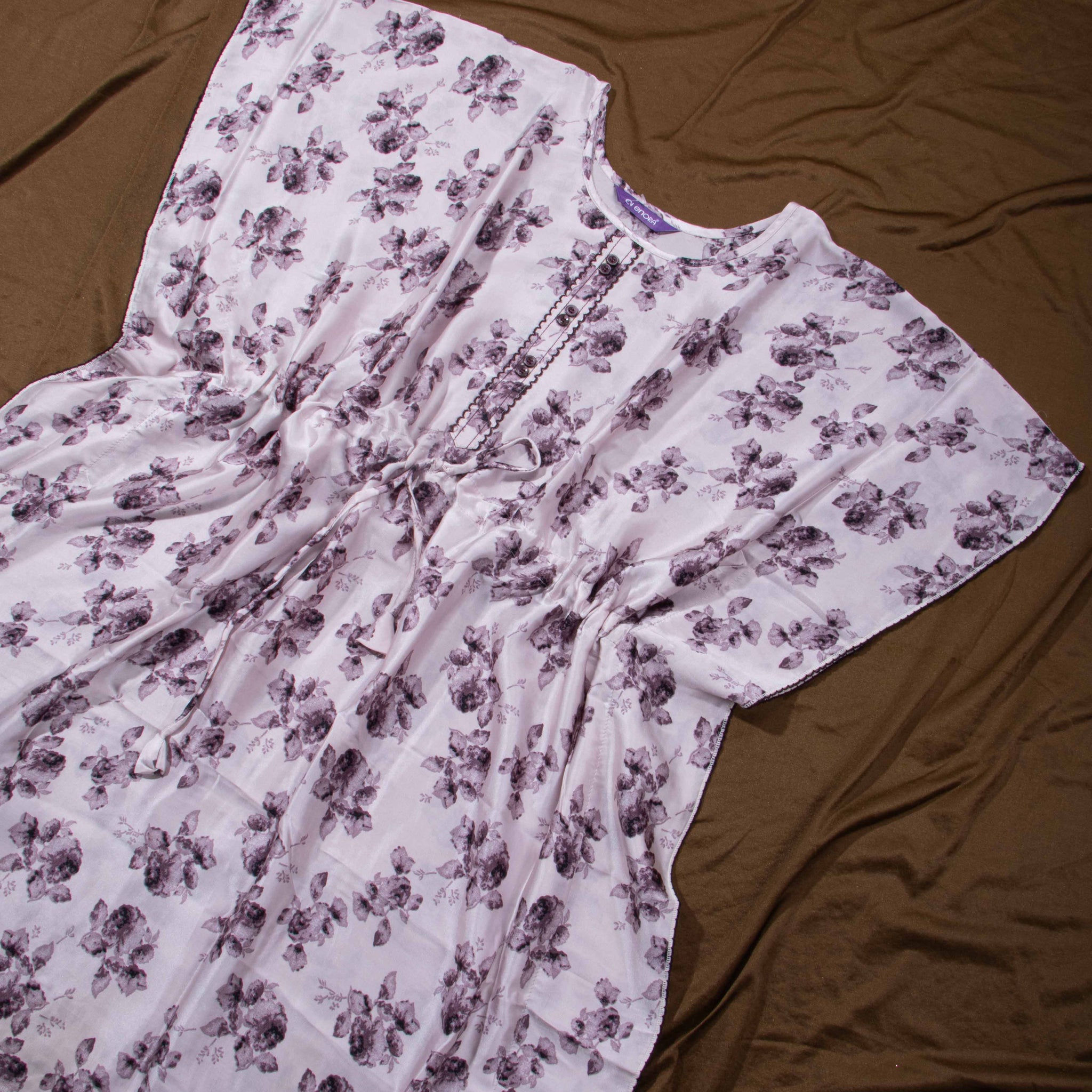 Purple Colour Printed Kaftan Model Night Suit
