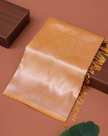 Ethnic Solid Tissue Saree - Yellow