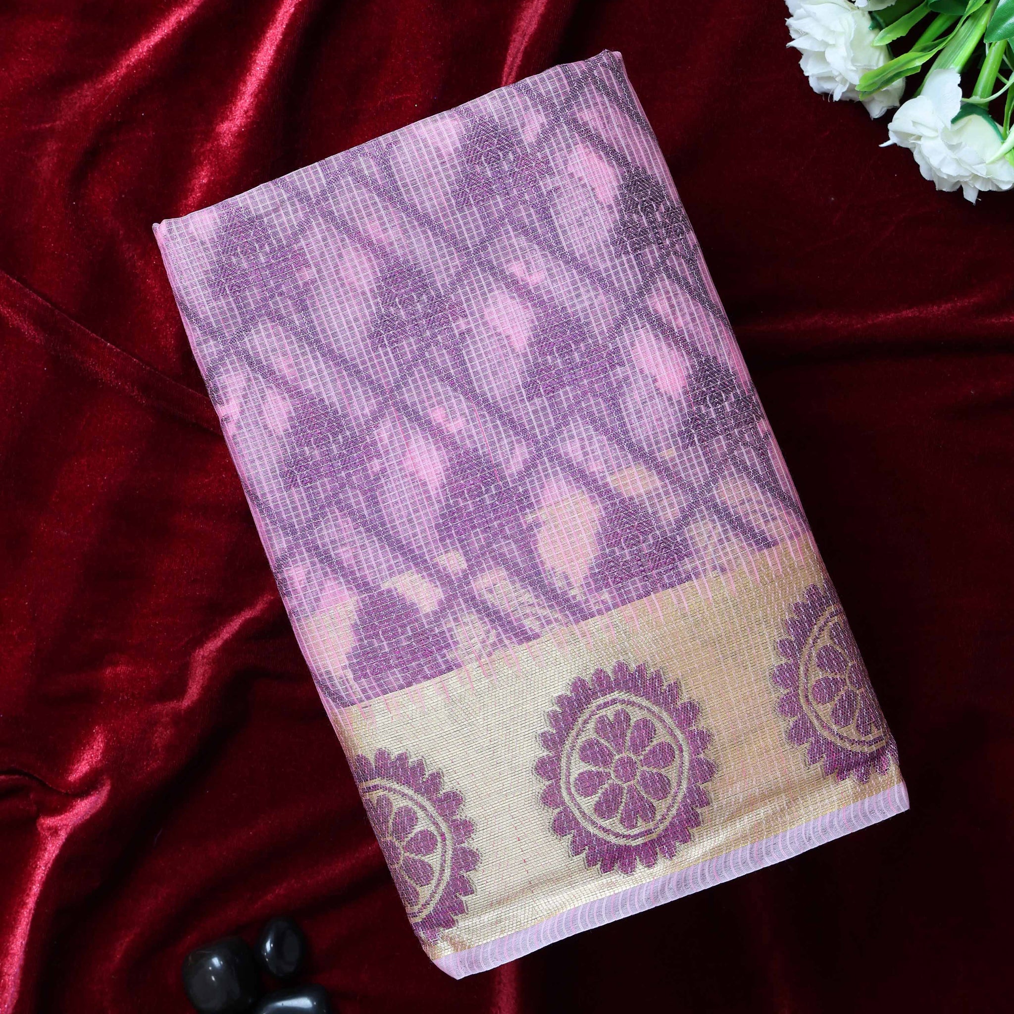 Elegance in Floral Print Semi Silk Saree - Multi
