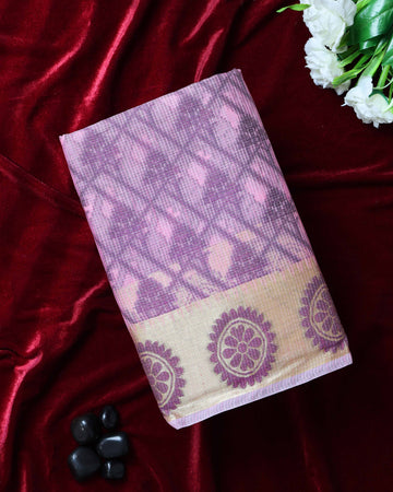 Elegance in Floral Print Semi Silk Saree - Multi