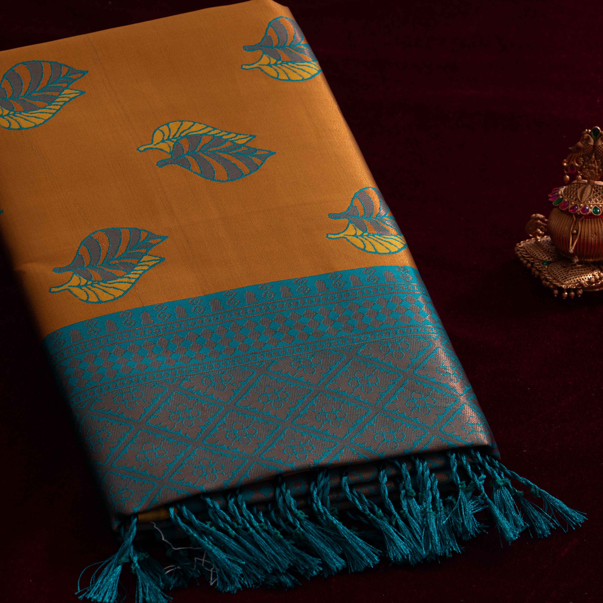 Mustard Color Lichi Silk Saree