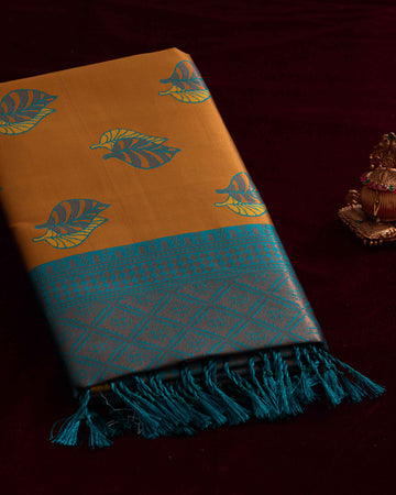 Mustard Color Lichi Silk Saree