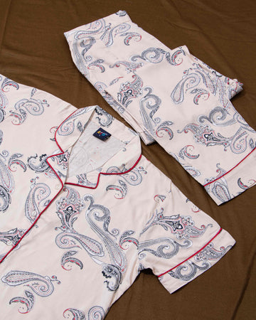 Cream Colour Printed Night Wear