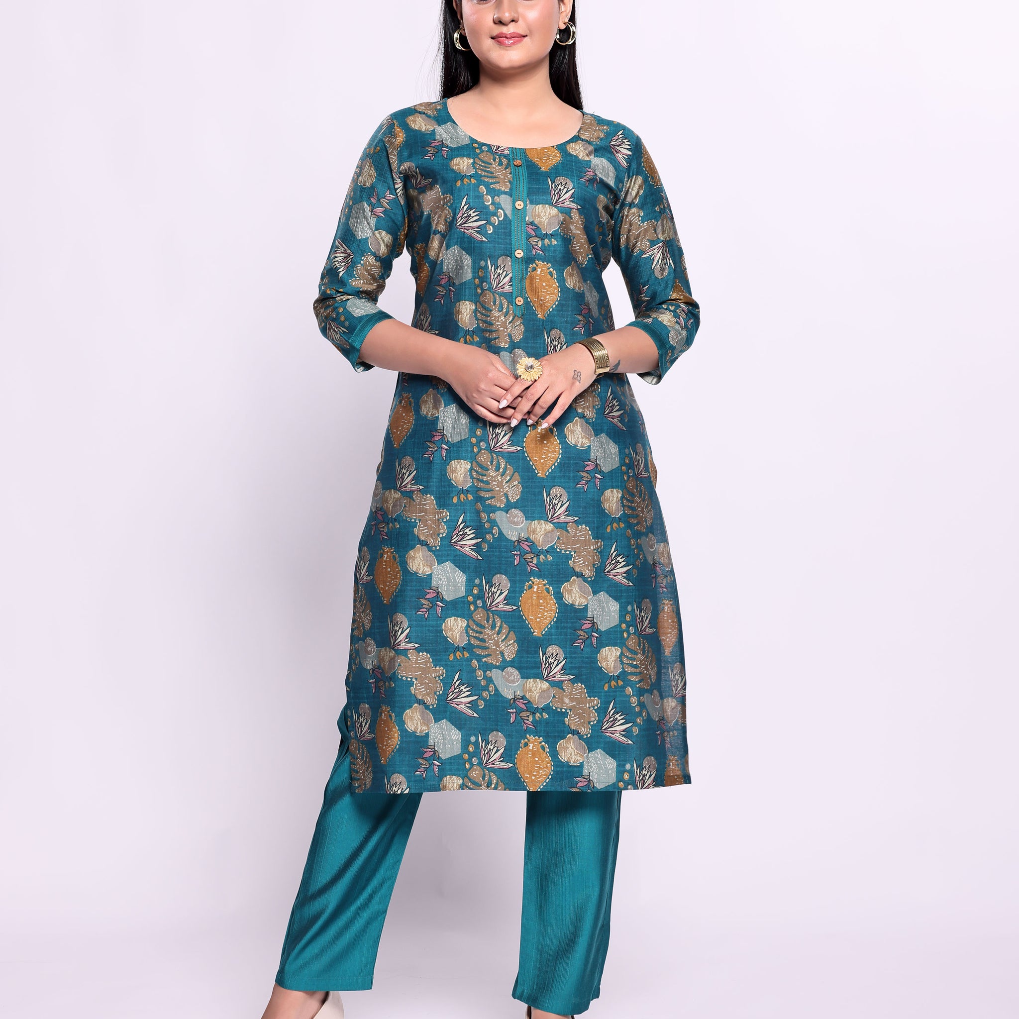 Teal Colour Top & Palazzo Set