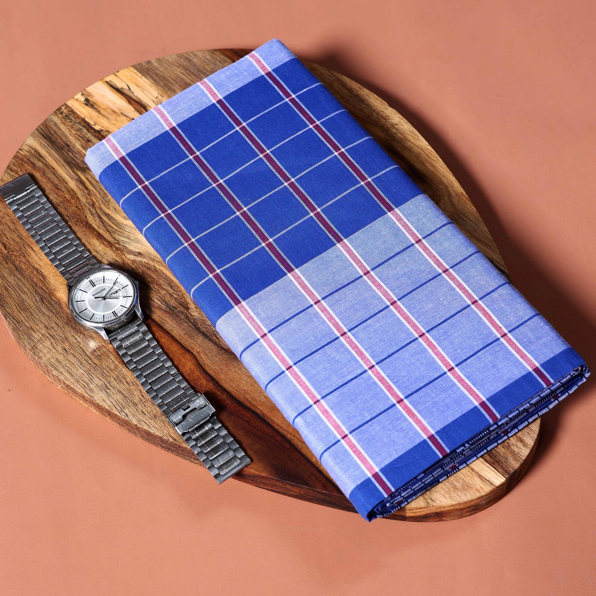 Sangu Brand Men's Premium Cotton Checked Lungi Stitched - Multi