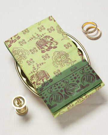 Green Printed Sungudi Cotton Saree