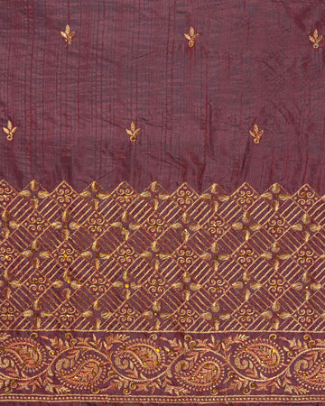 Maroon Embroidered Unstitched Blouse Material