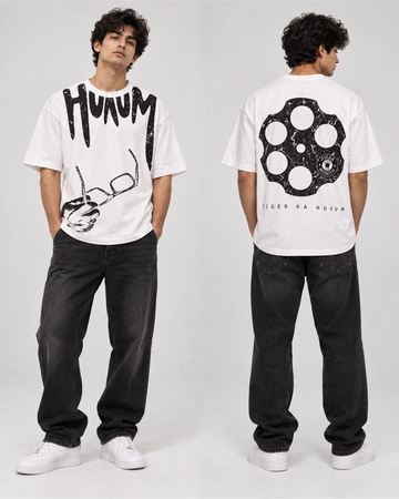 Men’s Nativebull Oversized Graphic Print Crew Neck Half Sleeve Jailer T-Shirt  - White