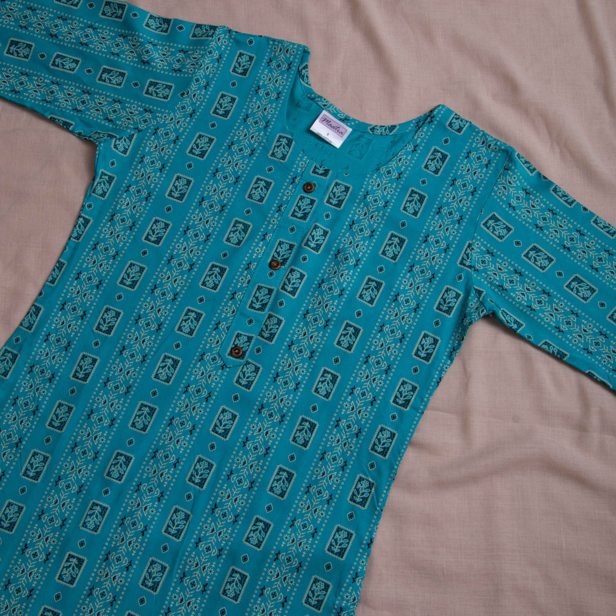 Designer Sky Blue Colour Printed Women's Kurti