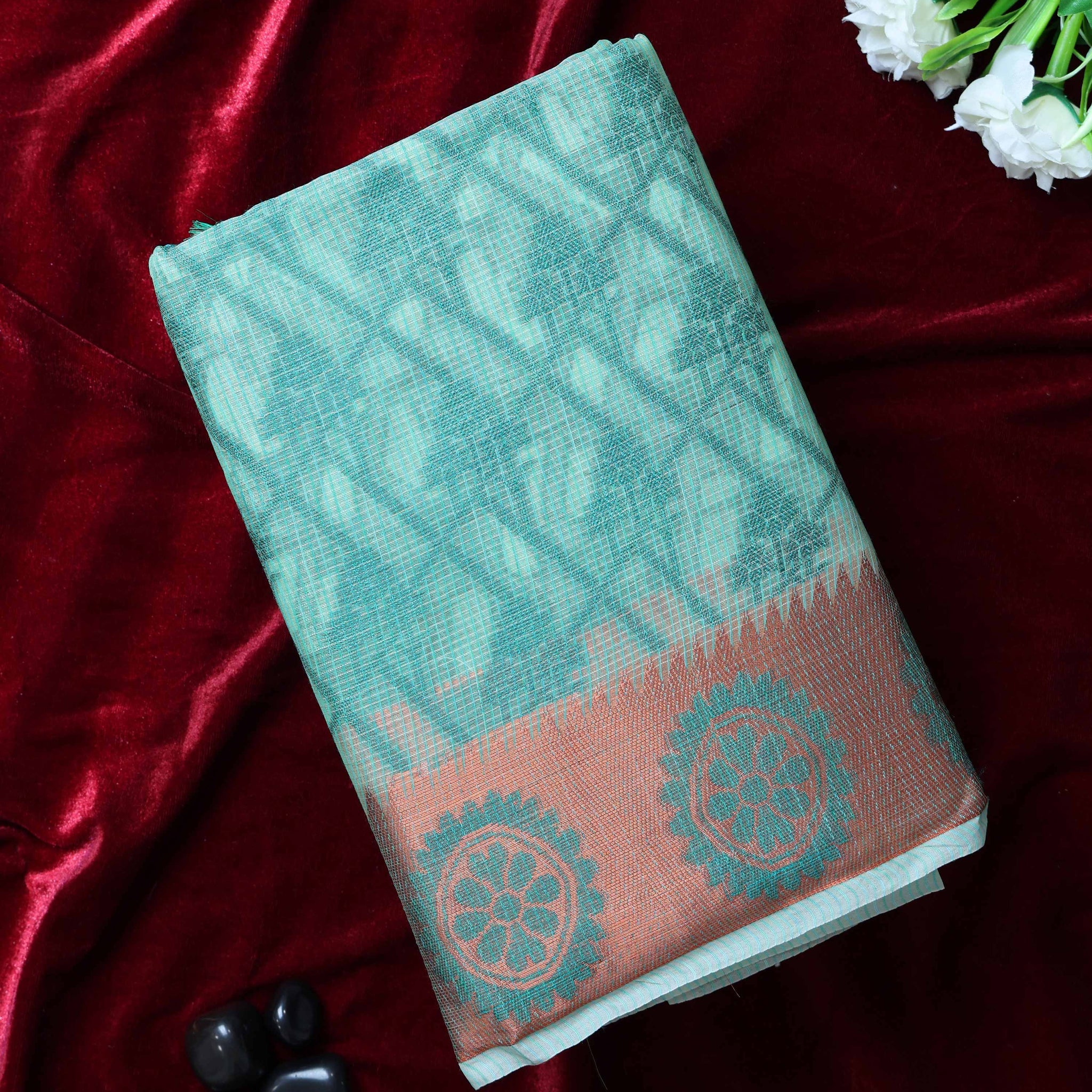 Elegance in Woven Design Semi Silk Saree  - Green