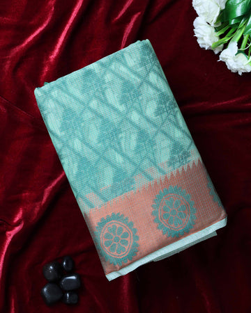 Elegance in Woven Design Semi Silk Saree  - Green
