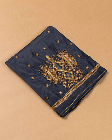Black Embroidered Unstitched Blouse Material