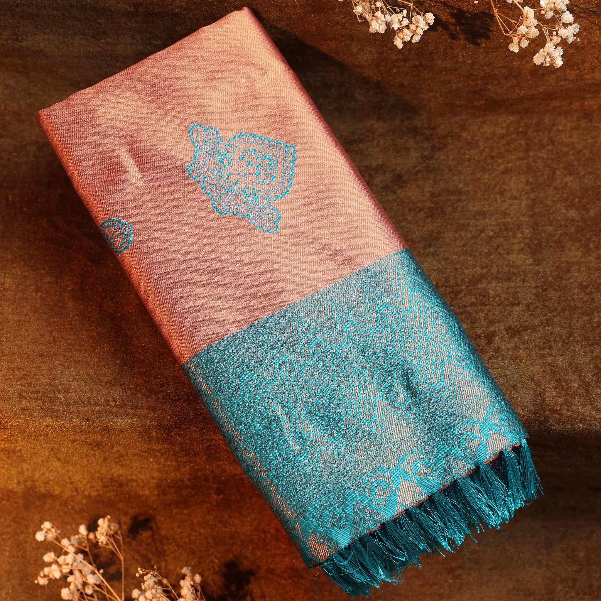 Zari Woven Litchi Silk Saree - Pink