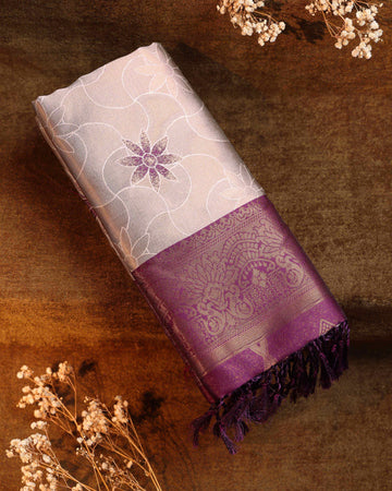 Zari Woven Litchi Silk Saree - Copper