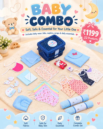 New Born Boy Baby Essentials Gift Combo Box - 22 Items