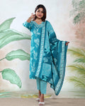 Women’s Polka Dot Printed Readymade Salwar Suit Set with Straight Kurta Matching Pants and Coordinated Dupatta, Apple Green