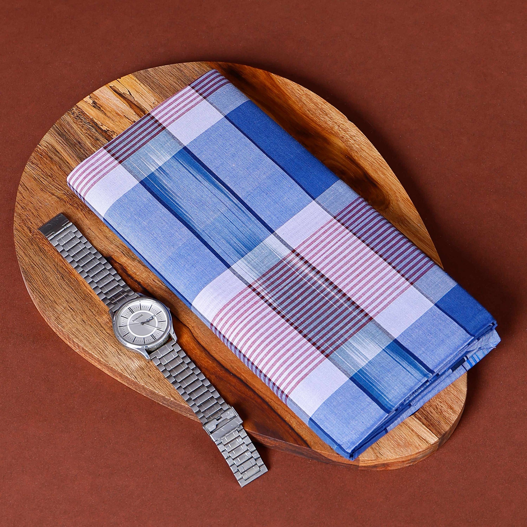 Sangu Brand Men's Premium Cotton Stripes Lungi Stitched - Multi