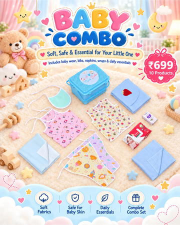 New Born Boy Baby Essentials Gift Combo Box - 10 Items