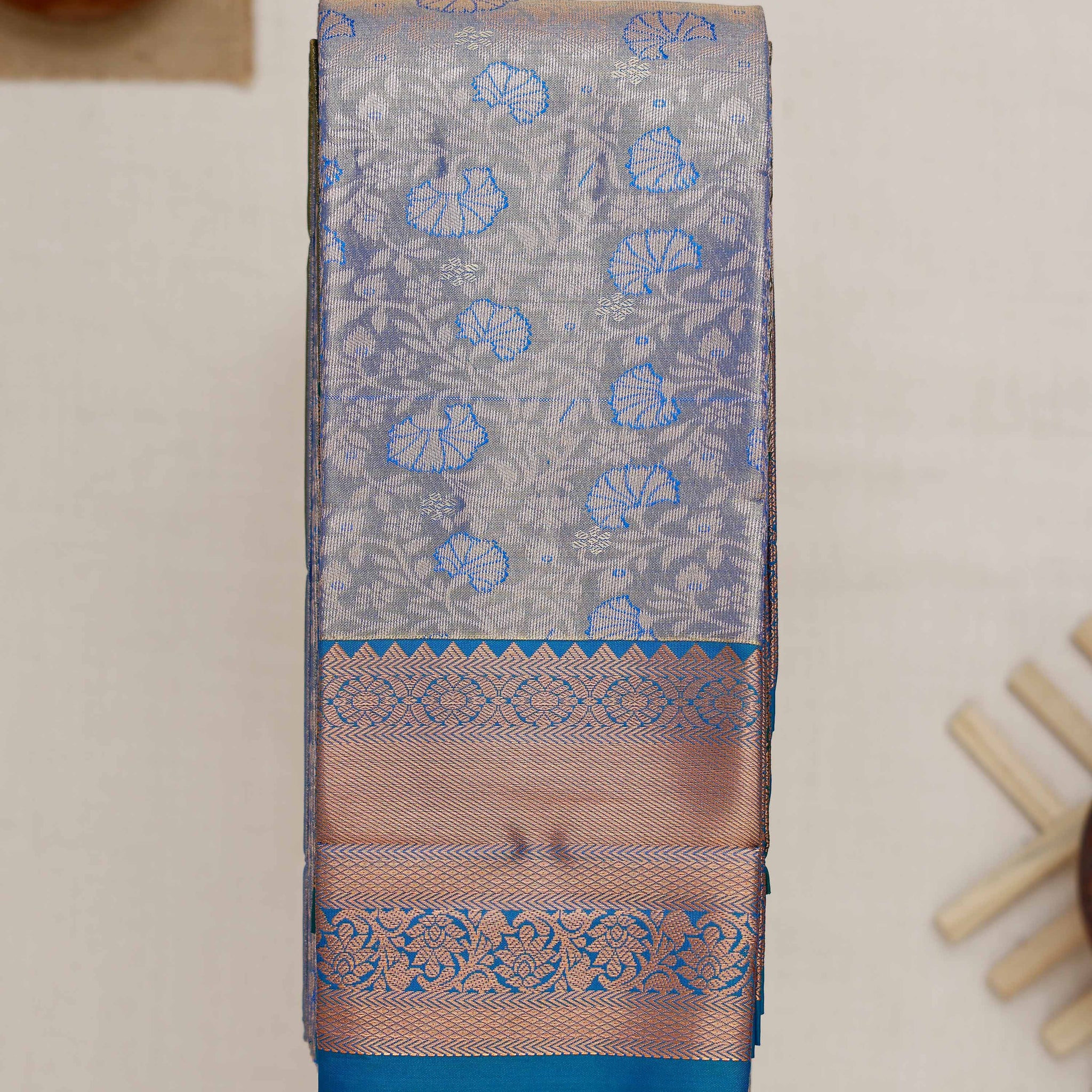 Double Shade Printed Kanchipuram Tissue Saree