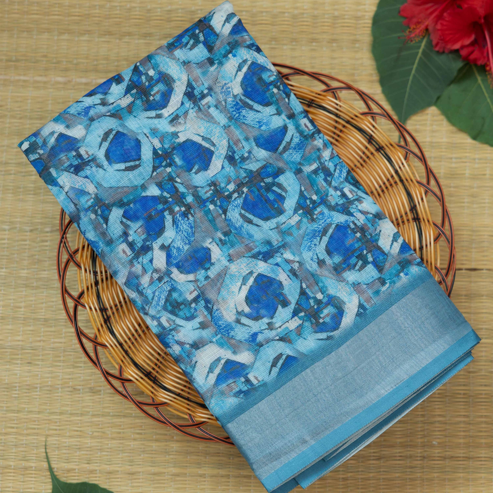 Blue Colour Cotton Saree