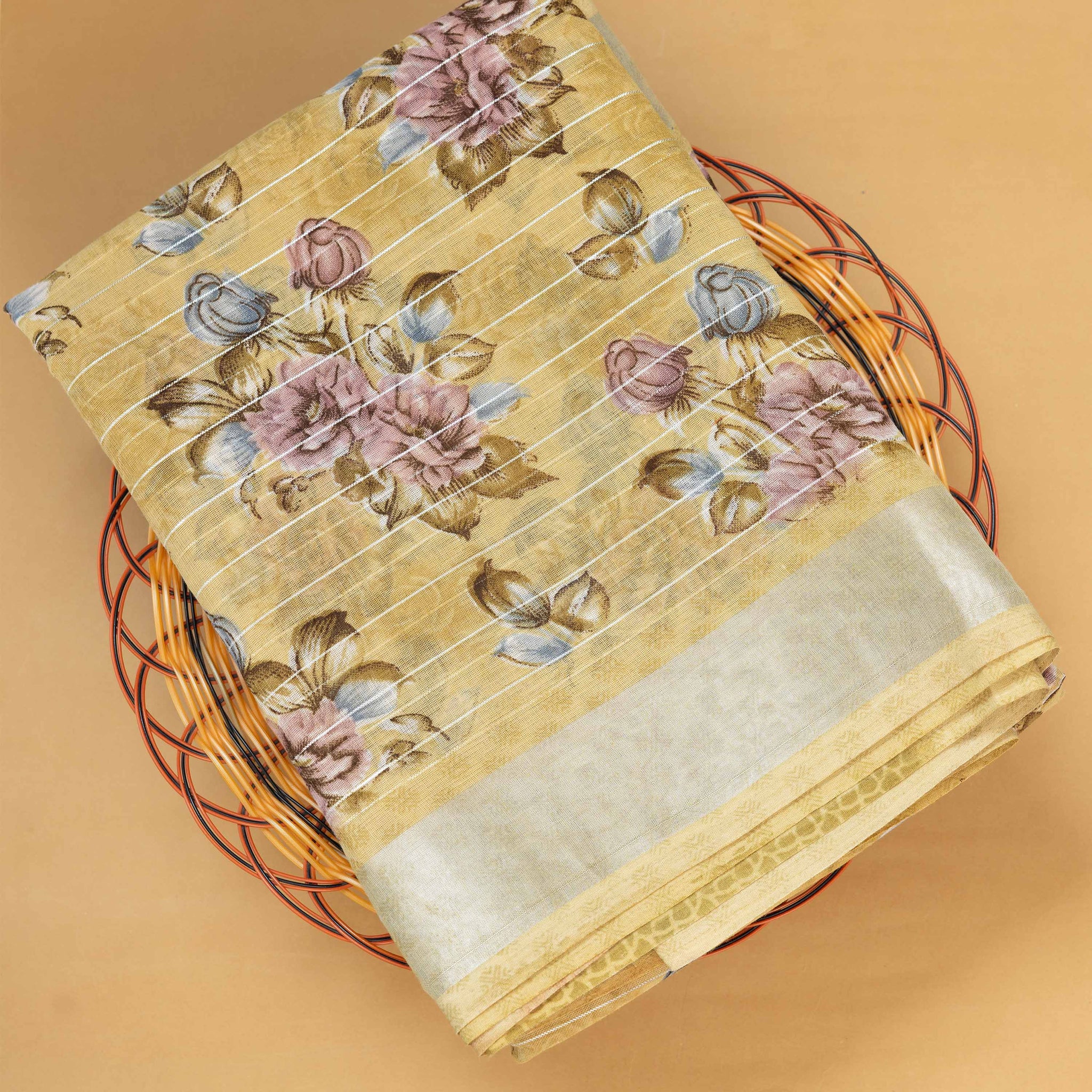 Yellow Colour Cotton Saree