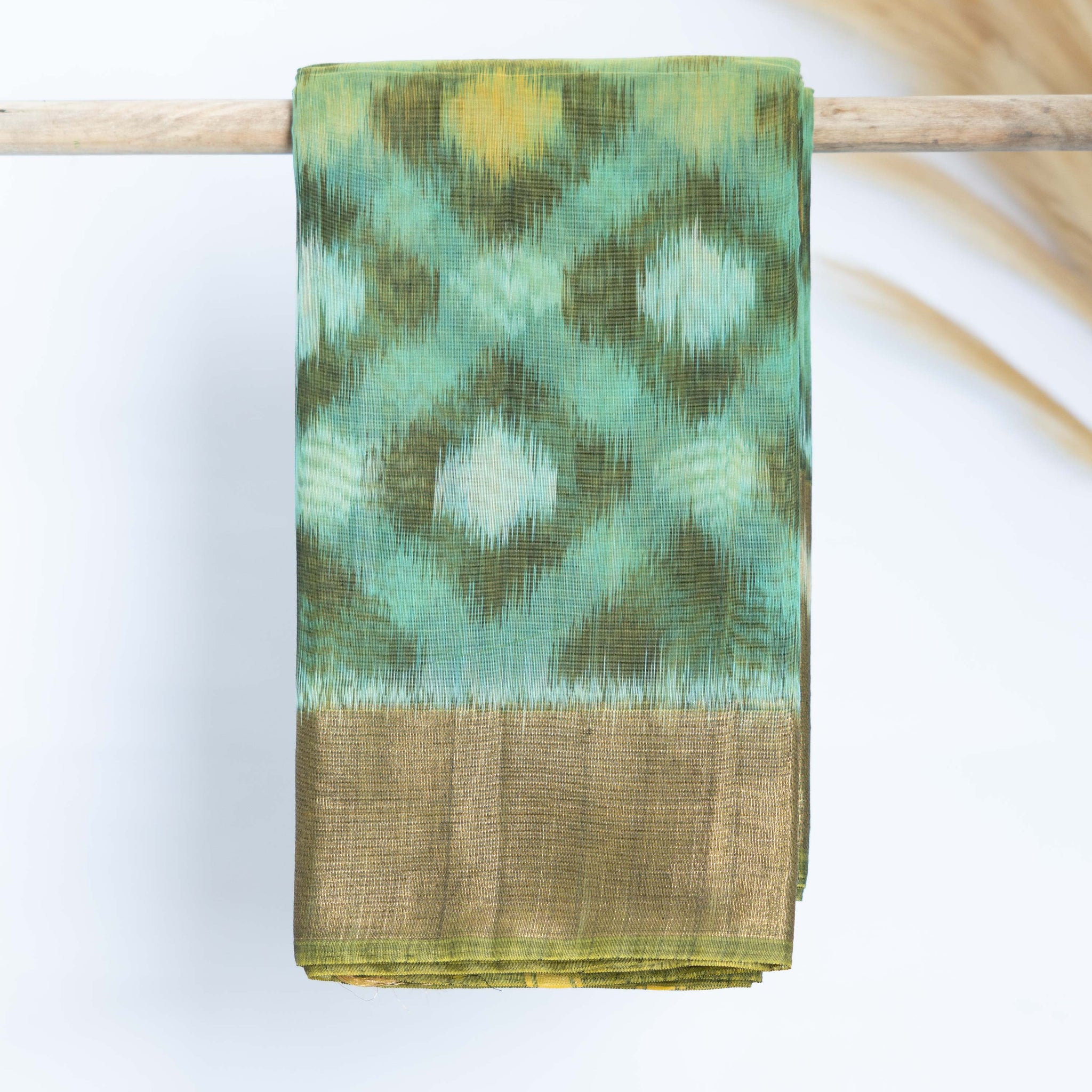 Pochampally Cotton Saree with Ikat Weave - Green