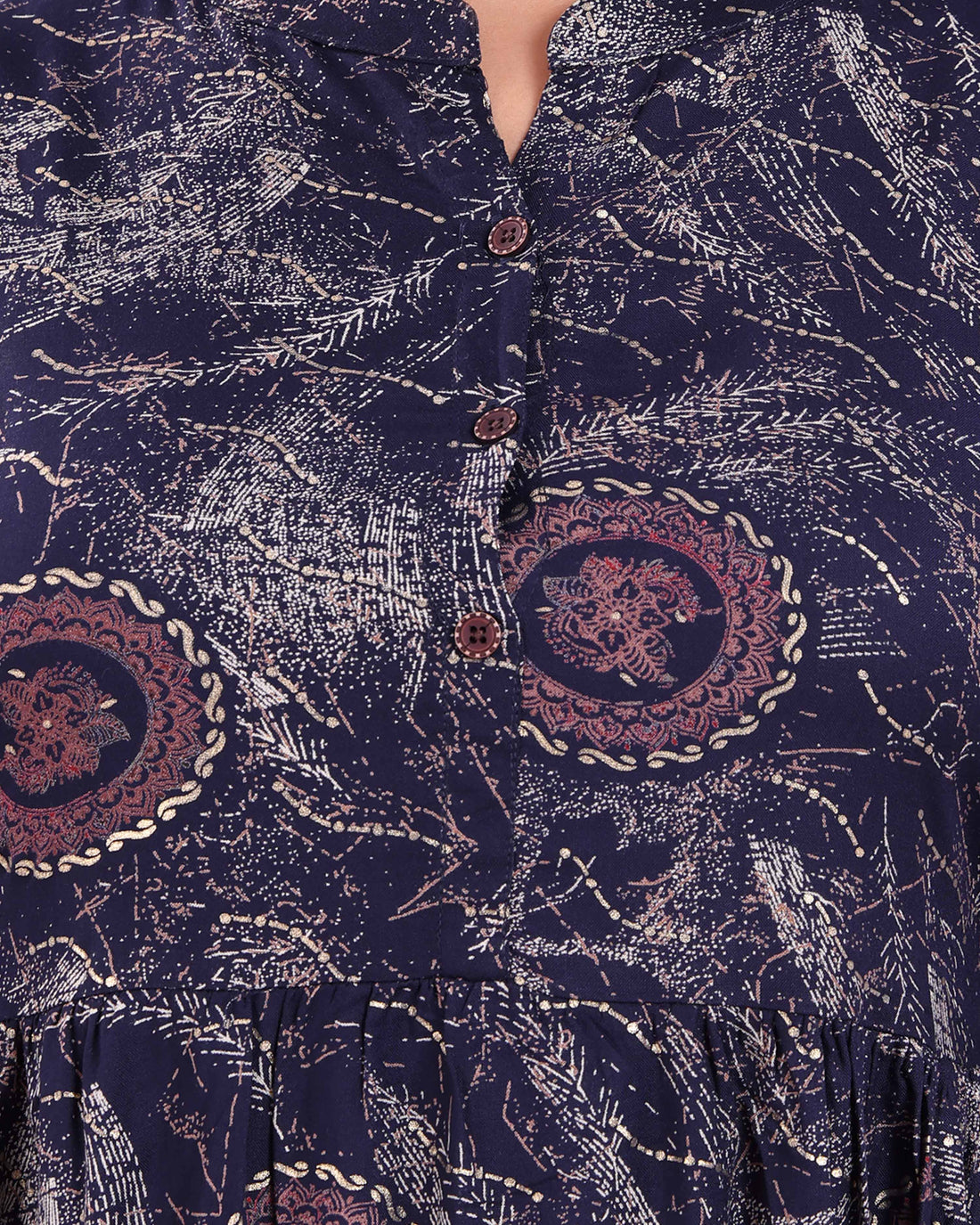 Women's Elegant Printed Kurta - Navy Blue