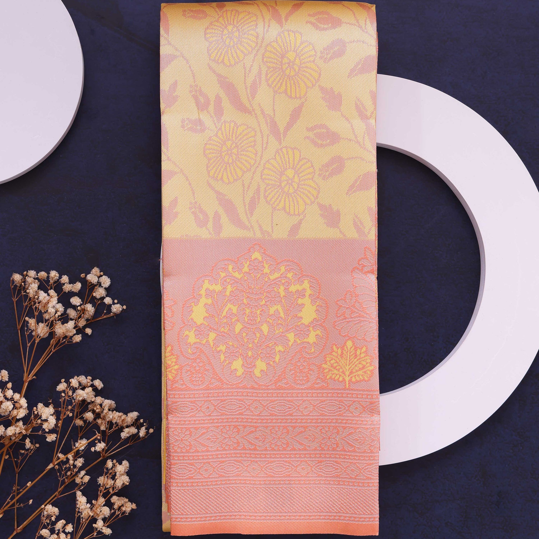 Elampillai Silk Cotton Saree with Elegant Border - Sandal