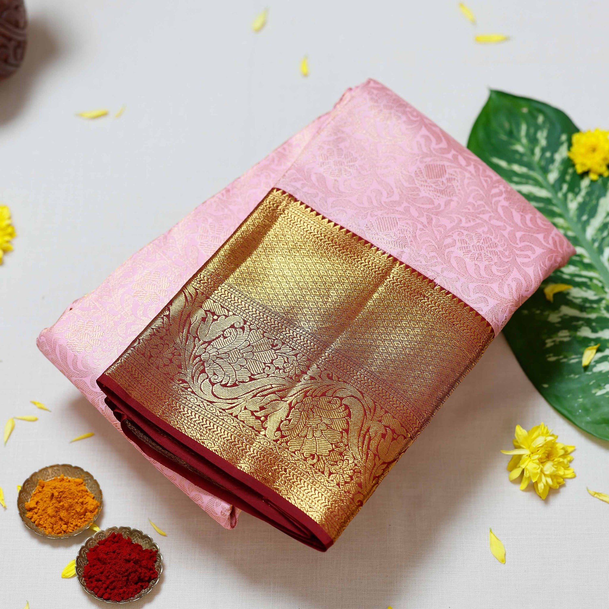 Baby Pink Colour Kanchipuram Pure Silk Saree