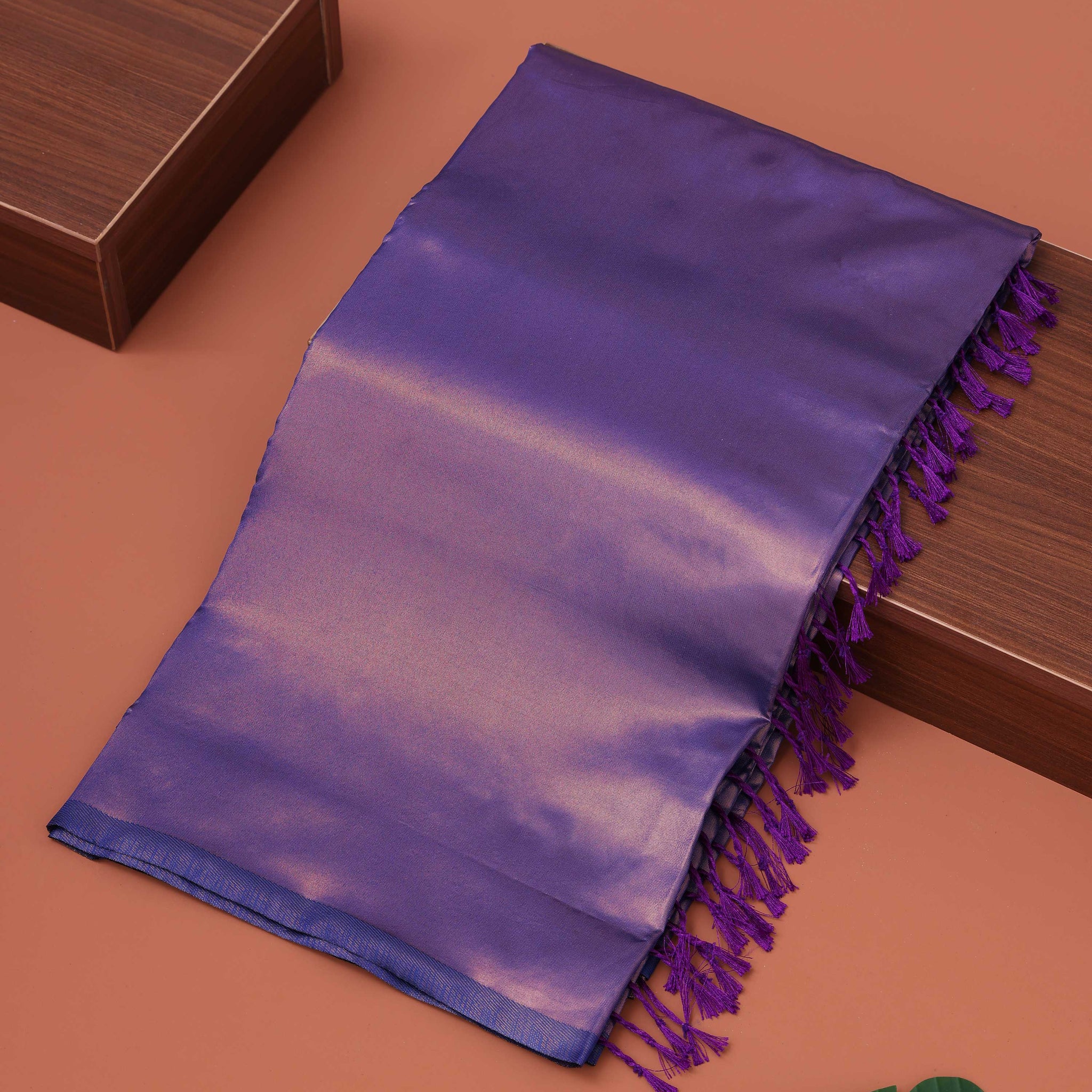 Classic Solid Litchi Silk Saree with Subtle Sheen - Purple