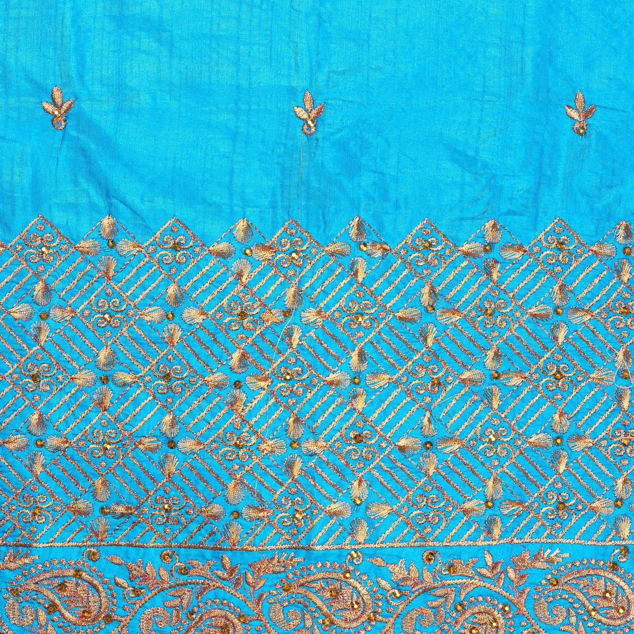 Sky Blue Embroidered Unstitched Blouse Material