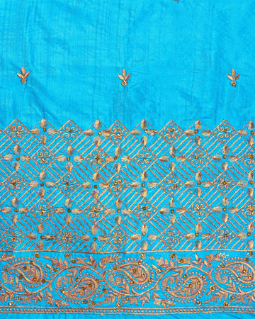 Sky Blue Embroidered Unstitched Blouse Material