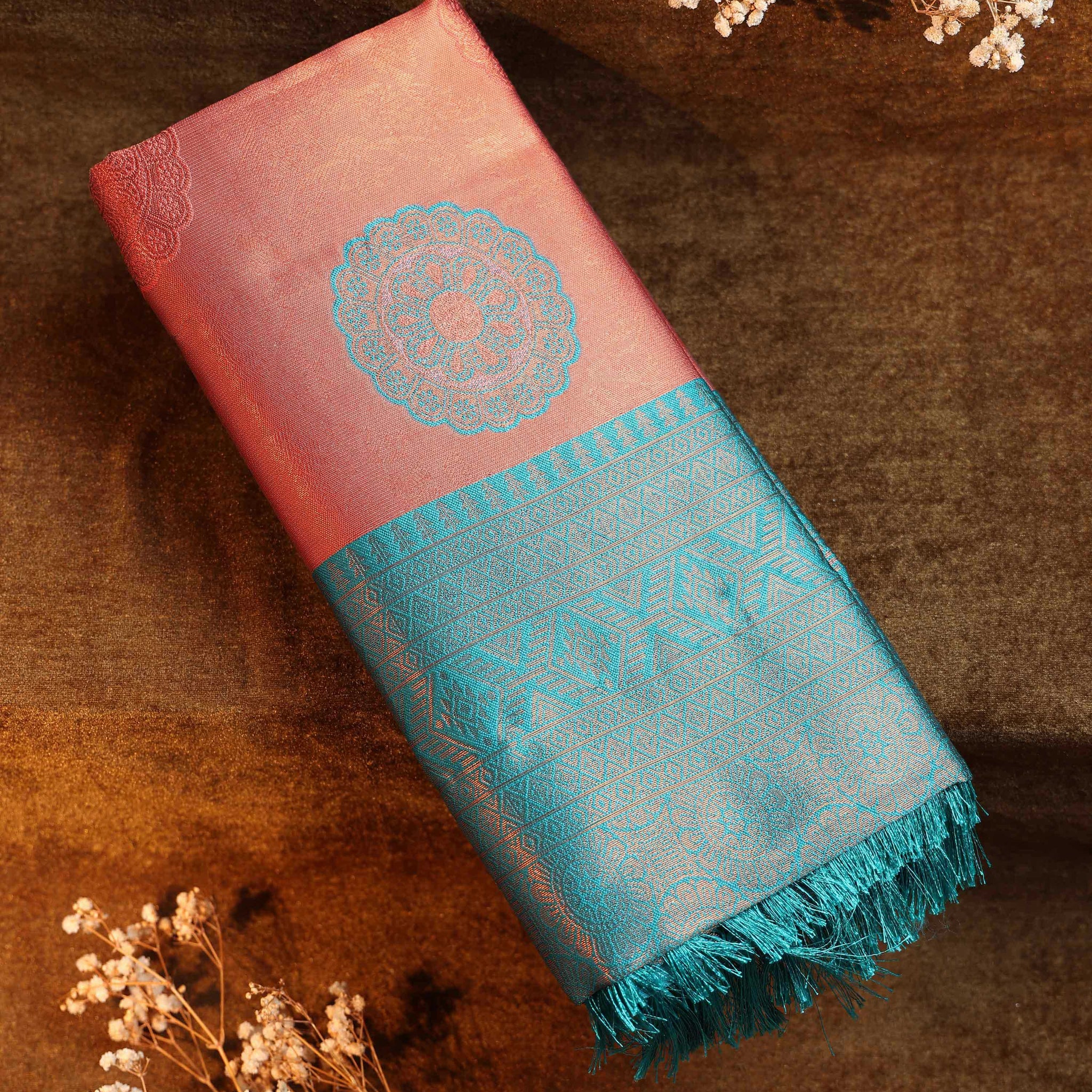 Brown Color Lichi Silk Saree