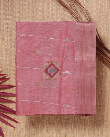 Pink Color Linen Cotton Saree