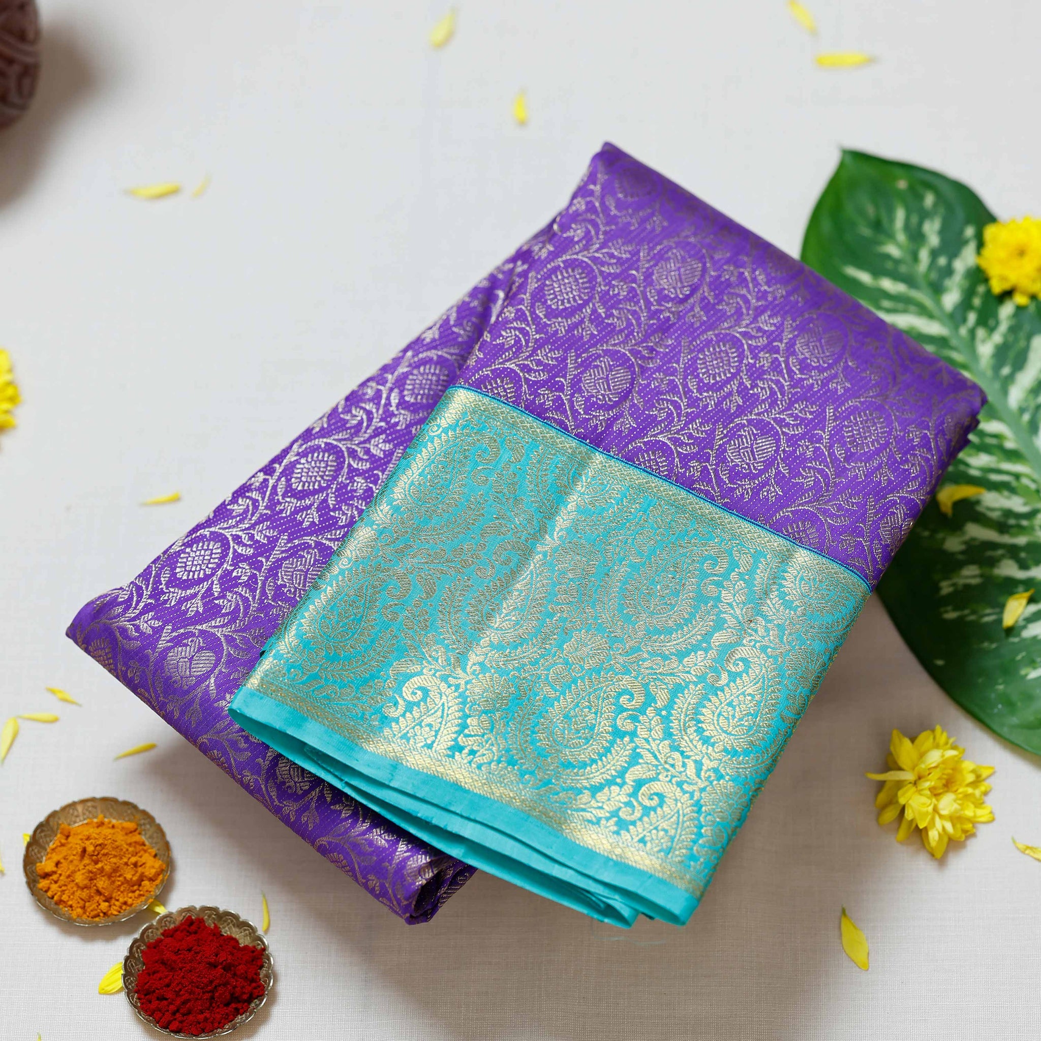 Lavender Colour Kanchipuram Pure Silk Saree