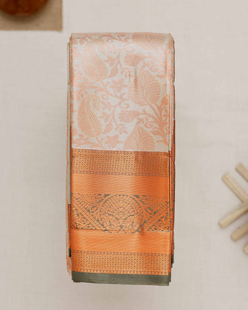Ivory Printed Kanchipuram Tissue Saree