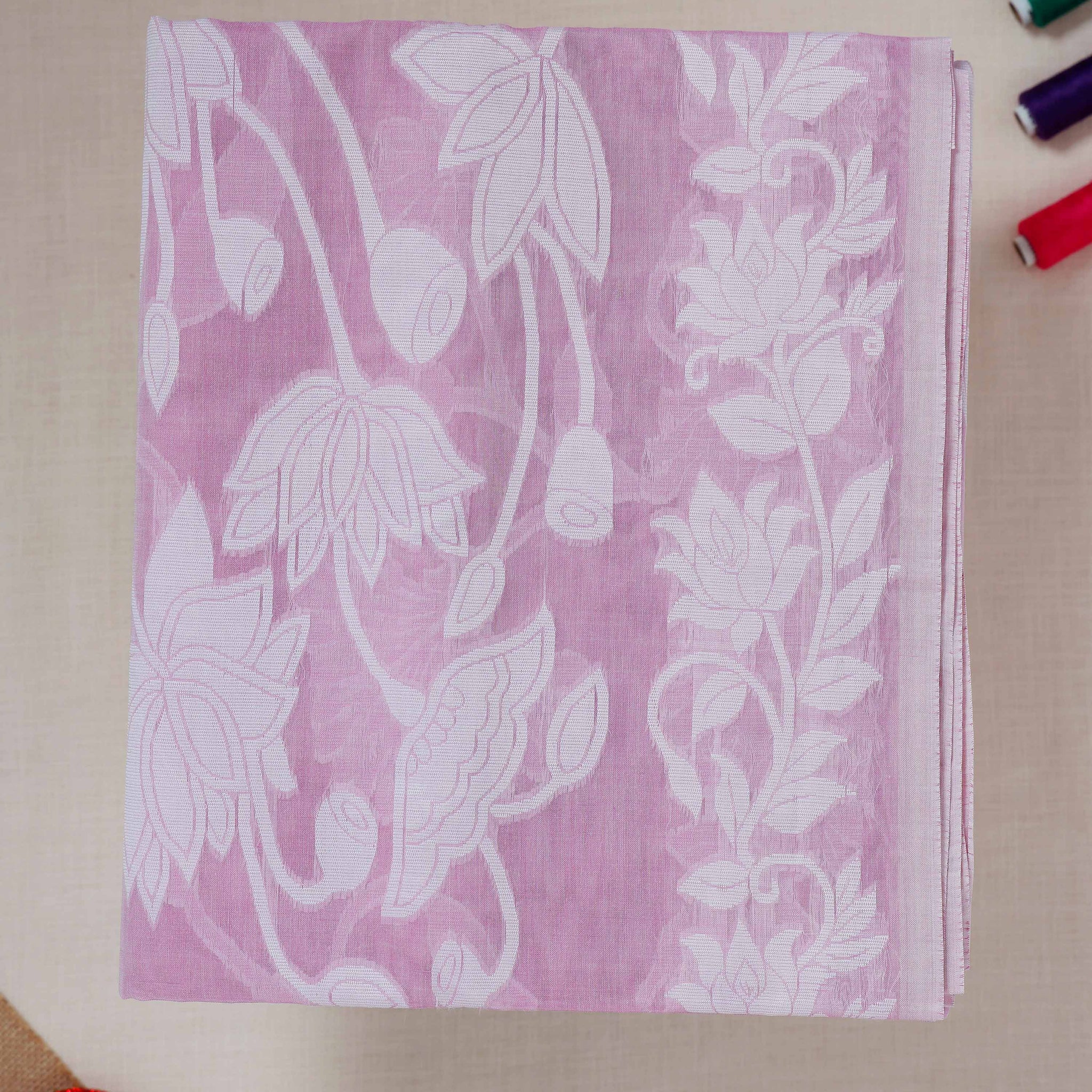 Elegant Floral Woven Bengal Cotton Saree - Pink