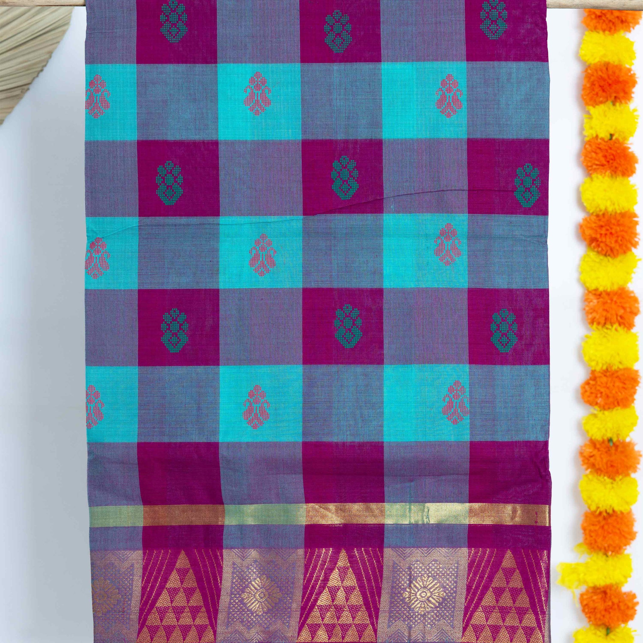 Multi Checked Design Venkatagiri Cotton Saree