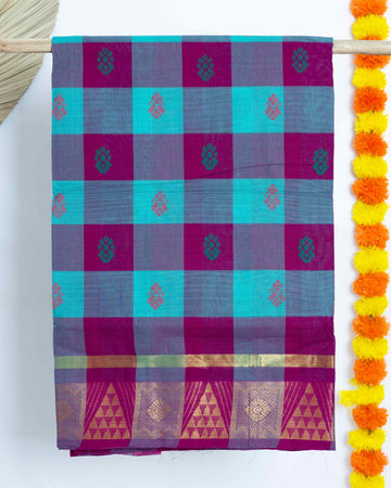 Multi Checked Design Venkatagiri Cotton Saree