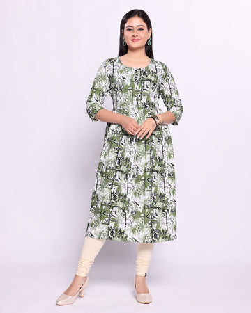 Designer Green Printed Women's Kurti