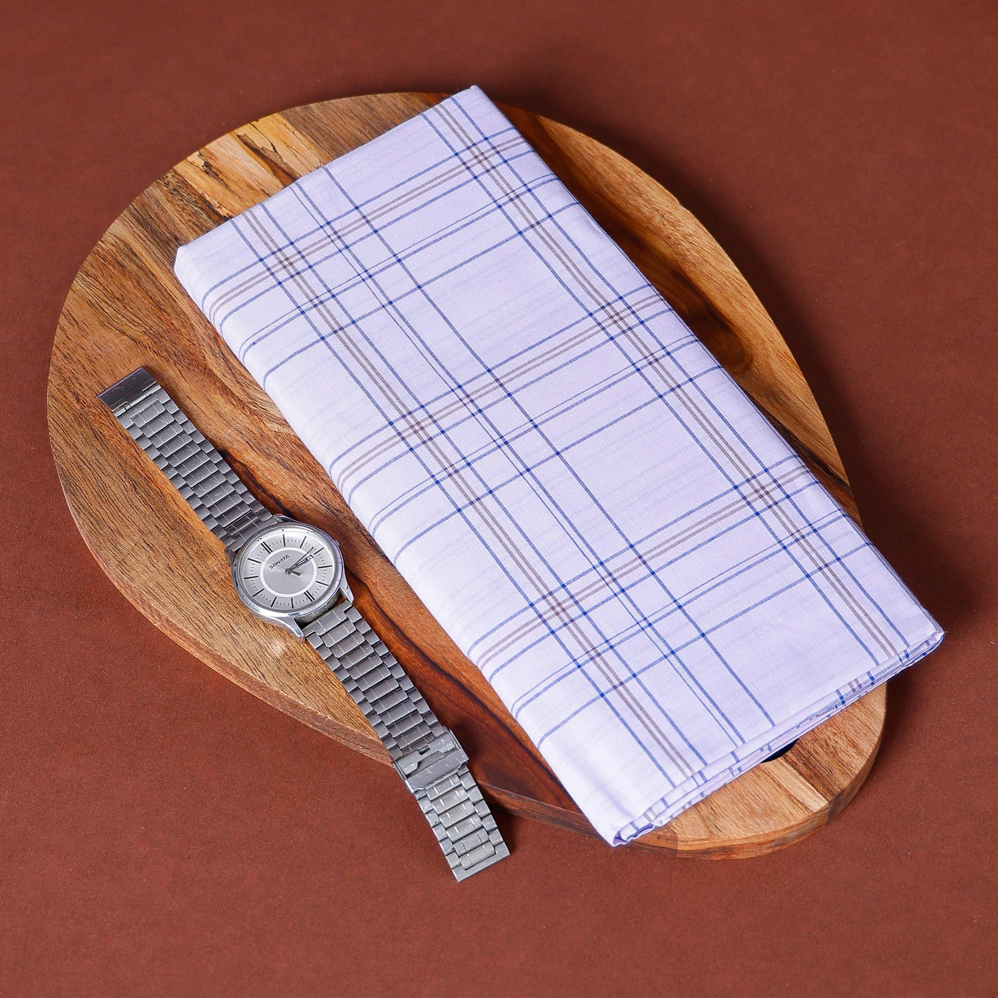 999 Brand Men's Premium Cotton Checked Lungi Stitched - White