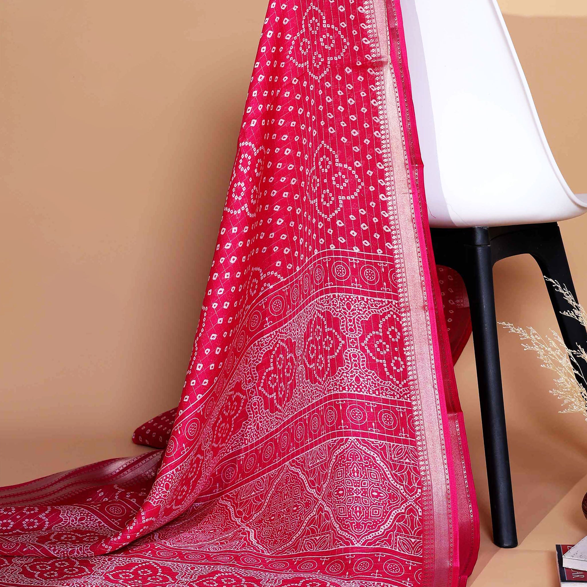 Elegant Dola Silk Saree with Bandhani Print Saree - Magenta