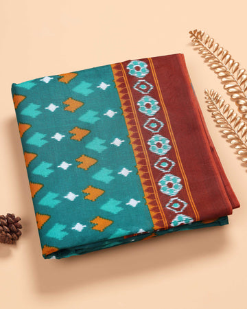 Green Voile Cotton Saree Without Blouse