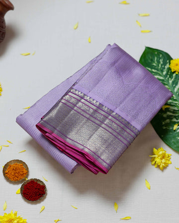 Lavender Colour Kanchipuram Pure Silk Saree