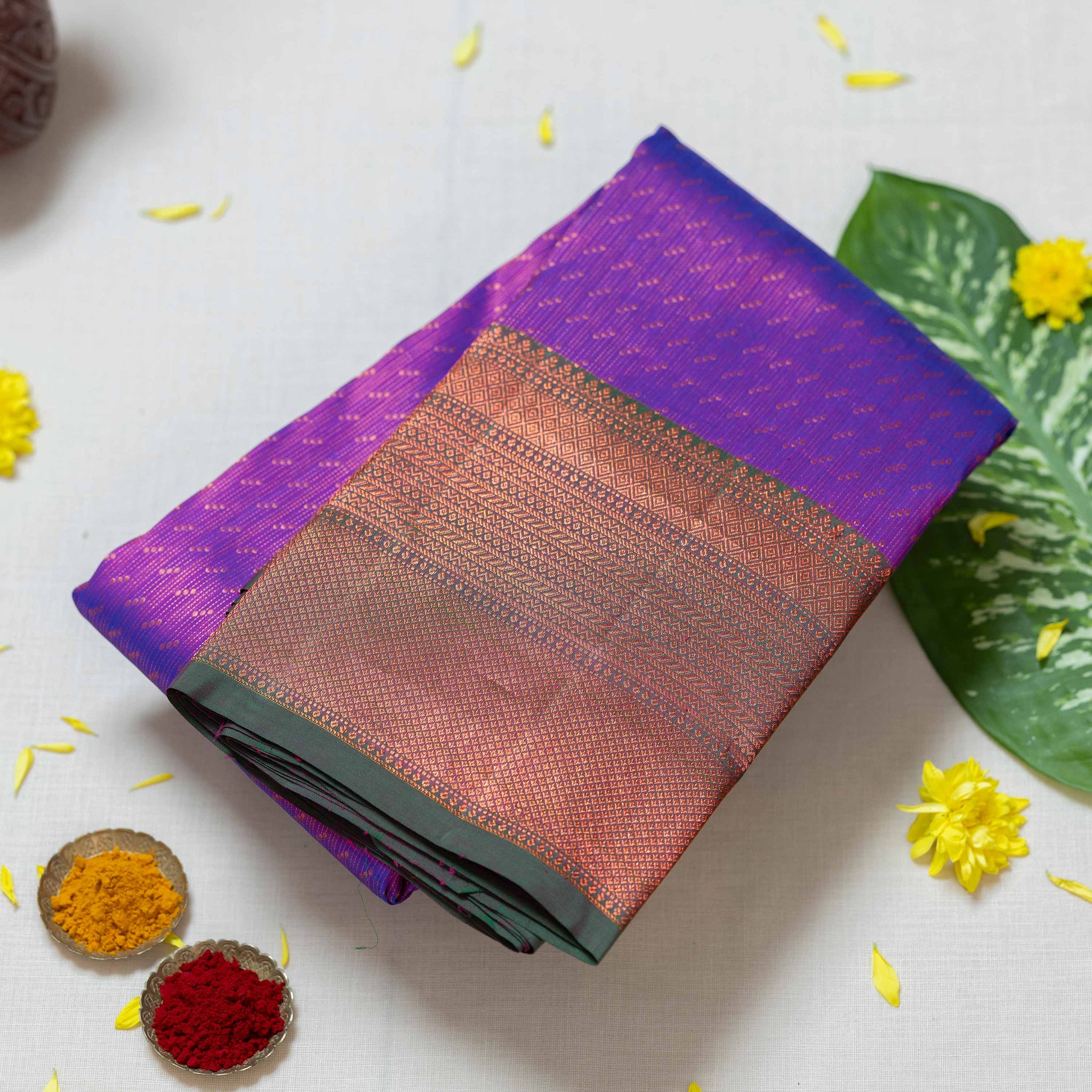 Violet Colour Kanchipuram Pure Silk Saree