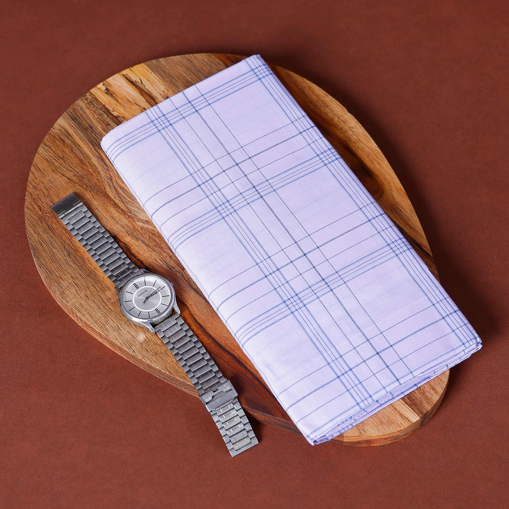 999 Brand Men's Premium Cotton Checked Lungi Stitched - White