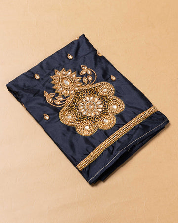 Black Embroidered Unstitched Blouse Material