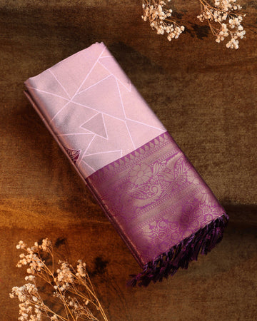 Zari Woven Litchi Silk Saree - Pink