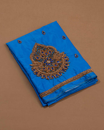 Blue Embroidered Unstitched Blouse Material